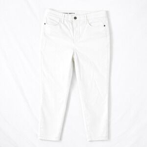 Talbots Flawless High Waist Crop Pants 12P White Denim Cotton Preppy Casual